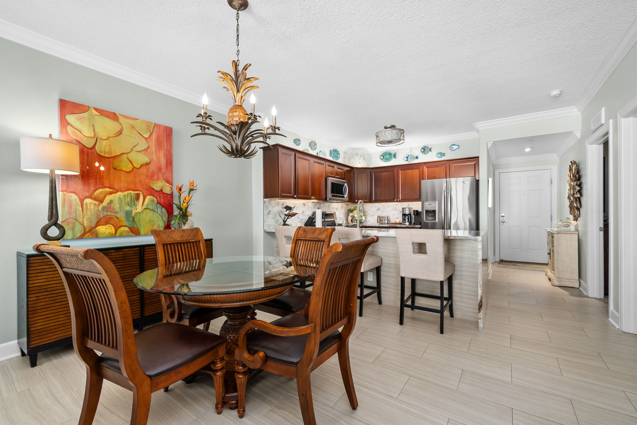 Modern kitchen with island and full appliances